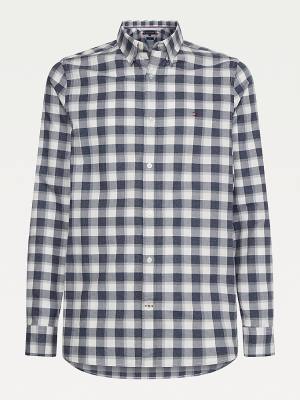 Muške Tommy Hilfiger Check Brushed Cotton Slim Fit Košulje Plava | TH072PST