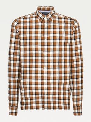 Muške Tommy Hilfiger Check Brushed Cotton Slim Fit Košulje Braon | TH650LVN