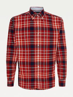 Muške Tommy Hilfiger Check Cotton Flannel Regular Fit Košulje Narandžasta | TH640VEK