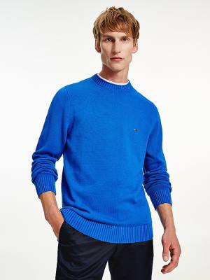 Muške Tommy Hilfiger Chunky Knit Crew Neck Jumper Džemper Plava | TH358WZY