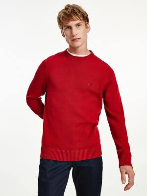 Muške Tommy Hilfiger Chunky Knit Crew Neck Jumper Džemper Crveni | TH876LUH