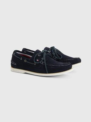 Muške Tommy Hilfiger Classic Suede Boat Casual Cipele Plava | TH345KLU