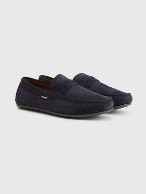 Muške Tommy Hilfiger Classic Suede Driving Casual Cipele Plava | TH950KTX