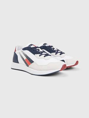 Muške Tommy Hilfiger Cleat Mixed Texture Flag Patike Plava | TH539RWS