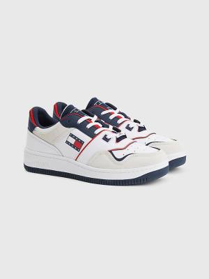 Muške Tommy Hilfiger Colour-Blocked Basket Patike Bela | TH761PYJ