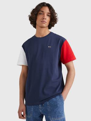 Muške Tommy Hilfiger Colour-Blocked Organic Cotton Majice Plava | TH529JTY