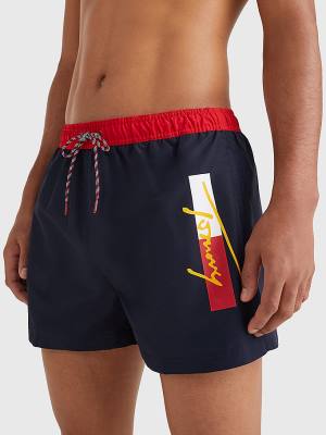 Muške Tommy Hilfiger Colour-Blocked Short Length Shorts Kupaći Kostimi Plava | TH892JIN