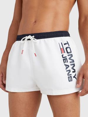 Muške Tommy Hilfiger Contrast Pocket Short Length Shorts Kupaći Kostimi Bela | TH938OPH