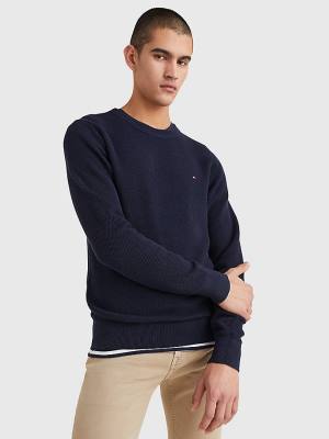 Muške Tommy Hilfiger Crew Neck Jumper Džemper Plava | TH194KXP