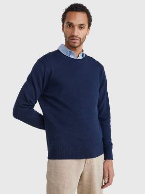 Muške Tommy Hilfiger Crew Neck Jumper Džemper Plava | TH768JAF