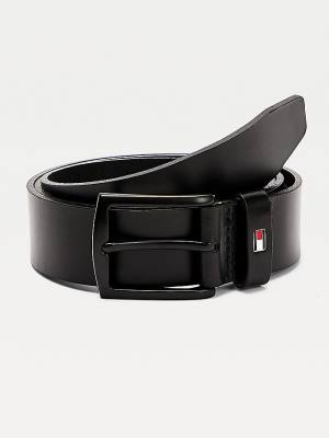 Muške Tommy Hilfiger Denton Black Buckle Leather Kaiševi Crna | TH906QGV