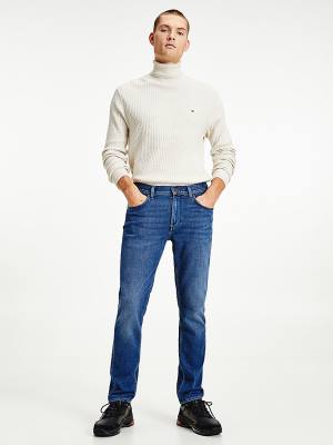 Muške Tommy Hilfiger Denton Straight Faded Farmerke Denim Plava | TH795ITD