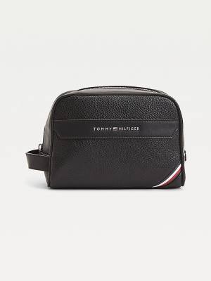 Muške Tommy Hilfiger Downtown Metal Logo Washbag Torbe Crna | TH803ZMQ