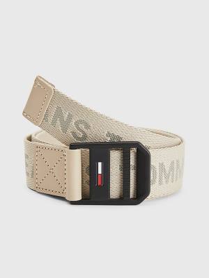 Muške Tommy Hilfiger Elevated Enamel Flag Buckle Kaiševi Bež | TH860GJX