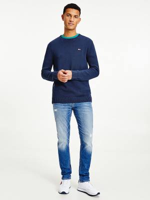 Muške Tommy Hilfiger Essential Crew Neck Jumper Džemper Plava | TH215IHU