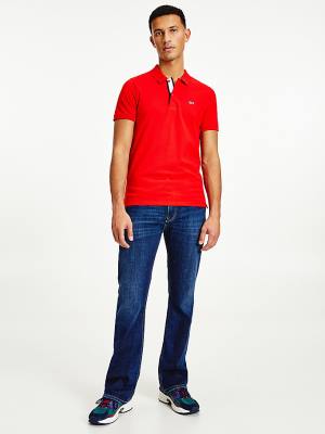 Muške Tommy Hilfiger Essential Organic Cotton Slim Fit Polo Majice Crveni | TH358LMG