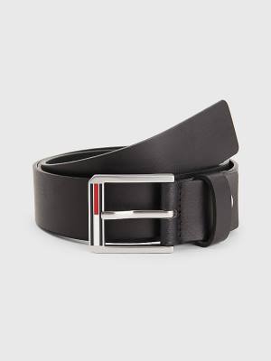 Muške Tommy Hilfiger Essential Signature Buckle Leather Kaiševi Crna | TH302TWJ