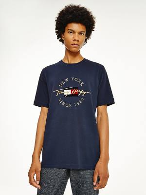 Muške Tommy Hilfiger Exclusive Icons Organic Cotton Majice Plava | TH759TMV