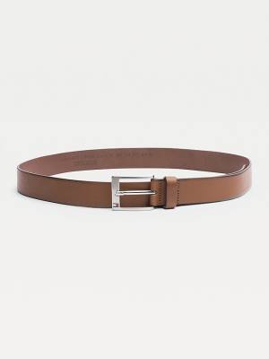 Muške Tommy Hilfiger Flag Buckle Leather Kaiševi Braon | TH238ZDS