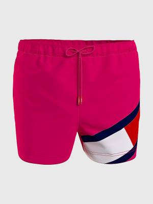 Muške Tommy Hilfiger Flag Mid Length Drawstring Shorts Kupaći Kostimi Roza | TH437ZIH