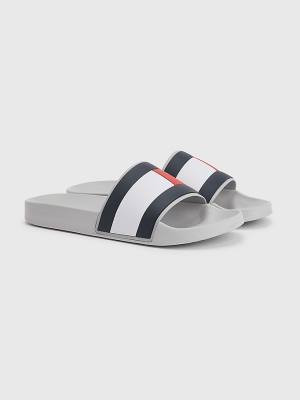 Muške Tommy Hilfiger Flag Pool Slides Sandale Siva | TH935CYB