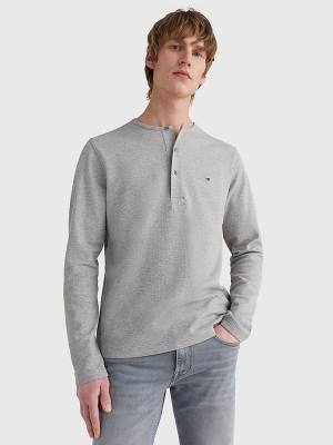 Muške Tommy Hilfiger Henley Neck Long Sleeve Majice Siva | TH674KYB