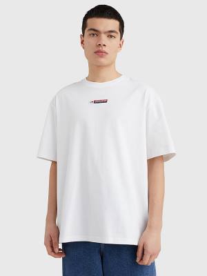 Muške Tommy Hilfiger Heritage Organic Cotton Logo Patch Majice Bela | TH048VYQ