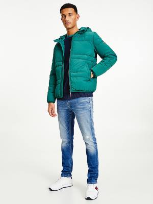 Muške Tommy Hilfiger Hooded Quilted Puffer Jakna Zeleno | TH385AUH