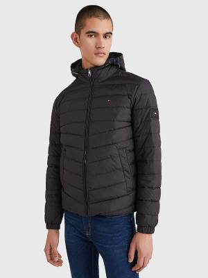 Muške Tommy Hilfiger Hooded Tape Puffer Jakna Crna | TH513IQK