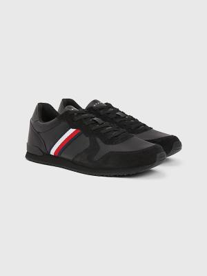 Muške Tommy Hilfiger Iconic Leather Retro Running Patike Crna | TH071IYU