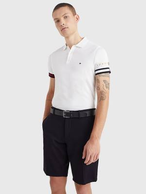 Muške Tommy Hilfiger Icons Flag Slim Fit Polo Majice Bela | TH716KLY