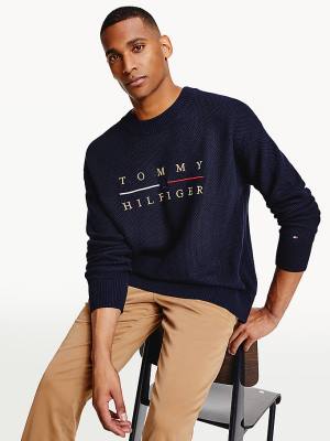 Muške Tommy Hilfiger Icons Oversized Structured Jumper Džemper Plava | TH153TJH