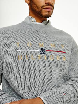 Muške Tommy Hilfiger Icons Oversized Structured Jumper Džemper Siva | TH750NQG