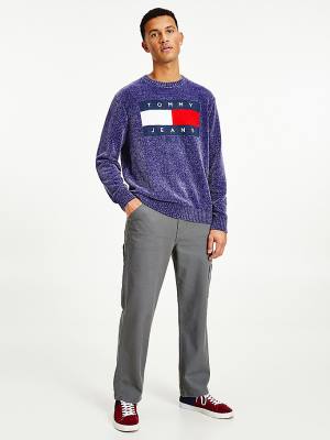 Muške Tommy Hilfiger Intarsia Flag Relaxed Fit Jumper Džemper Plava | TH709EIF