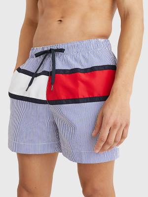 Muške Tommy Hilfiger Ithaca Stripe Colour-Blocked Mid Length Shorts Kupaći Kostimi Plava | TH143GIA