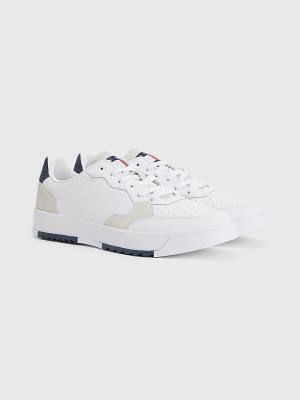 Muške Tommy Hilfiger Leather Cupsole Patike Bela | TH530MHW