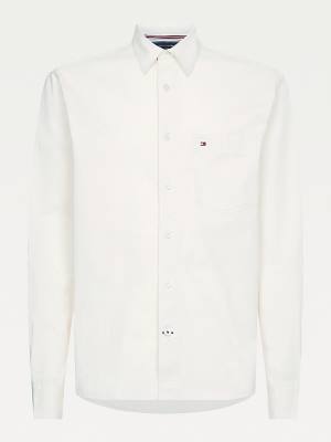 Muške Tommy Hilfiger Lightweight Twill Regular Fit Overshirt Košulje Bela | TH035YSX