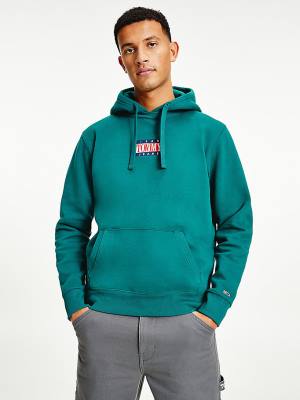 Muške Tommy Hilfiger Logo Duks Hoodie Zeleno | TH930CQX