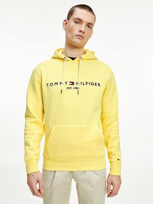 Muške Tommy Hilfiger Logo Duks Hoodie Žuta | TH912QUI