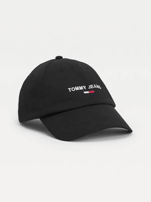 Muške Tommy Hilfiger Logo Embroidery Cap Kape Crna | TH625RKF