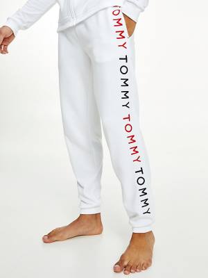 Muške Tommy Hilfiger Logo Embroidery Joggers Pidžama Bela | TH857BIJ