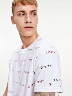 Muške Tommy Hilfiger Logo Embroidery Pidžama Bela | TH580NUA