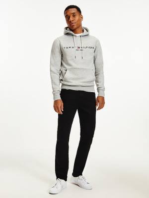 Muške Tommy Hilfiger Logo Flex Fleece Duks Hoodie Siva | TH612LTK