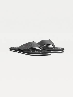 Muške Tommy Hilfiger Logo Flip-Flops Sandale Crna | TH427FRJ