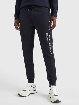 Muške Tommy Hilfiger Logo Organic Cotton Joggers Pantalone Plava | TH153WOE