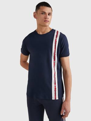 Muške Tommy Hilfiger Logo Stripe Pidžama Plava | TH269UDI