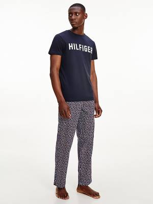 Muške Tommy Hilfiger Lounge Logo Organic Cotton Pidžama Plava | TH084POA