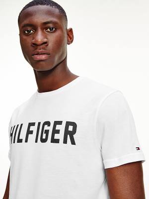 Muške Tommy Hilfiger Lounge Logo Organic Cotton Pidžama Bela | TH085UXR