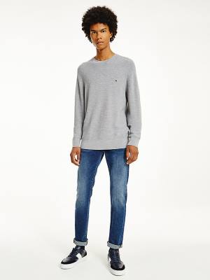 Muške Tommy Hilfiger Luxury Wool Textured Jumper Džemper Siva | TH781AJR