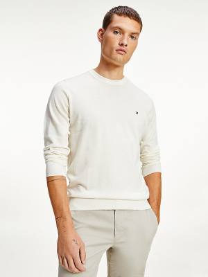 Muške Tommy Hilfiger Merino Wool Crew Neck Jumper Džemper Bela | TH679JXI